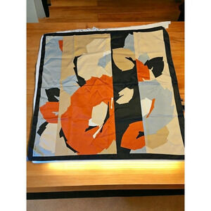 Liz Sinclair Rayon Scarf Red Poppy Square Vibrant Colors Abstract Colorblock